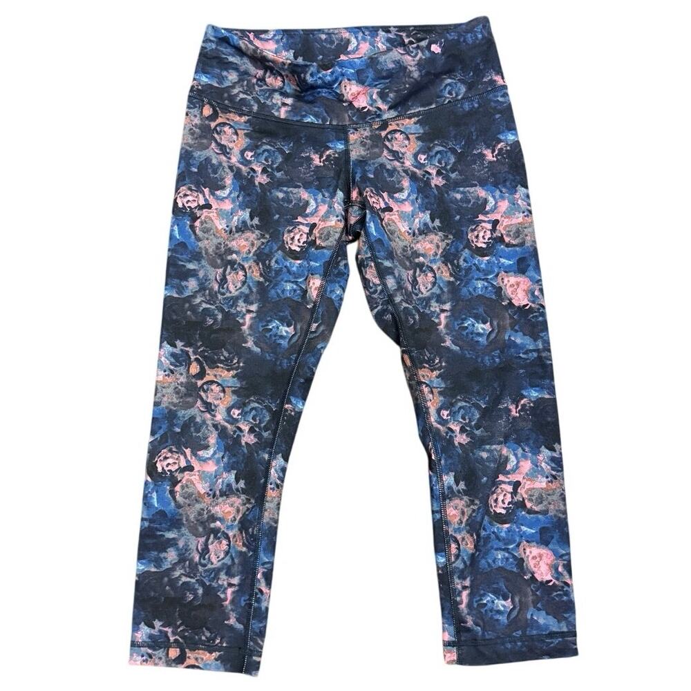 Lululemon Women's Blue Mid Rise Elastic Waist Wunder Under Crop Leggings Size 8